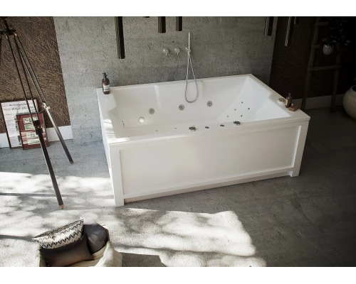 Ванна акриловая Aquatek Дорадо 190 x 130 см с фронтальным экраном, вклеенный каркас, белая, DOR190-0000002