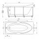 Ванна акриловая Aquatek Европа 180 x 80 см с фронтальным экраном, вклеенный каркас, белая, EVR180-0000041