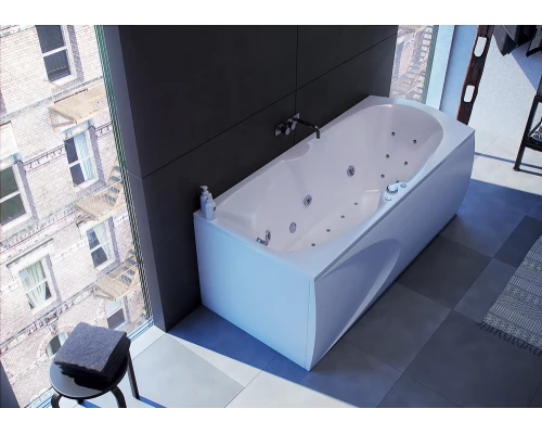 Ванна акриловая Aquatek Европа 180 x 80 см с фронтальным экраном, вклеенный каркас, белая, EVR180-0000041