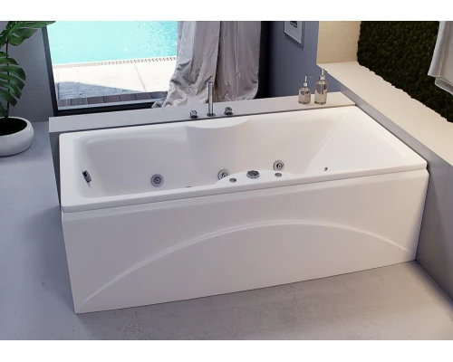 Ванна акриловая Aquatek Феникс 160 x 75 см с фронтальным экраном, белая, слив слева, FEN160-0000022