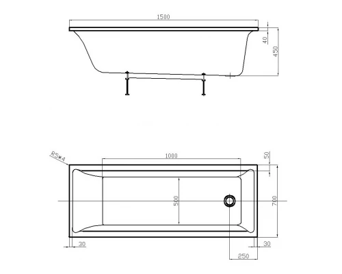 Ванна акриловая Aquatek Eco-friendly Лайма 150 x 70 см, белая, LAI150-0000001
