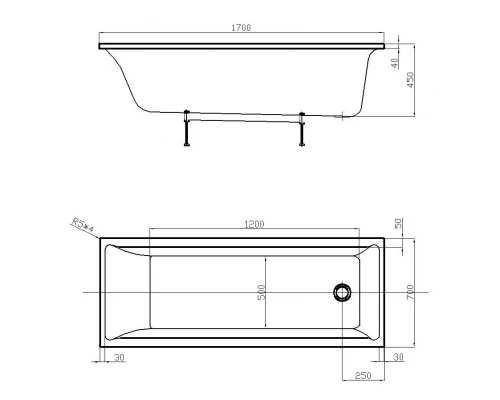Ванна акриловая Aquatek Eco-friendly Лайма 170 x 70 см, белая, LAI170-0000001