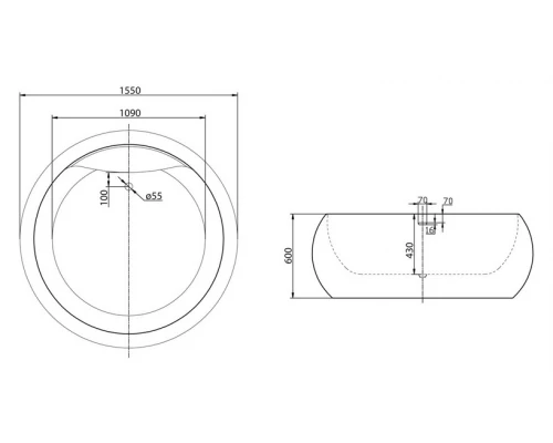 Ванна акриловая BelBagno BB30-1550 155 х 155 см