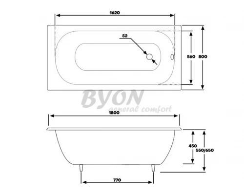 Чугунная ванна Byon 13M, 180 x 80 см, Ц0000139