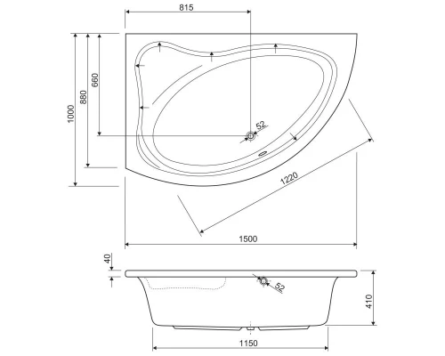 Ванна акриловая Cezares TEBE-150-100-41 150 х 100 см