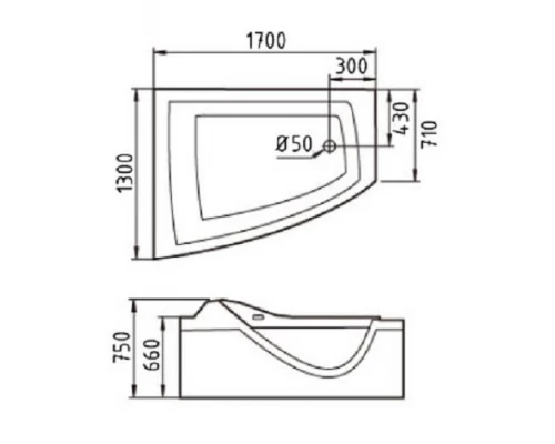 Ванна гидромассажная Gemy G9056 B 170 х 130 см, белая