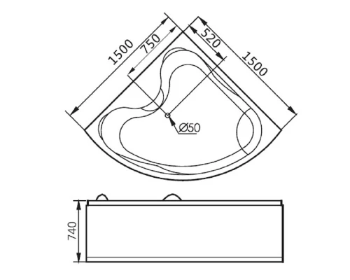 Ванна гидромассажная акриловая Gemy G9041 K, 150 х 150 x 74 см