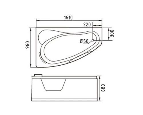 Ванна гидромассажная акриловая Gemy G9046 B L/R, 161 х 96 x 68 см