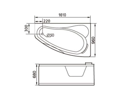 Ванна гидромассажная акриловая Gemy G9046 K L/R, 161 х 96 x 68 см
