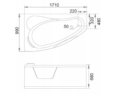 Ванна гидромассажная акриловая Gemy G9046 II K L/R, 171 х 99 см