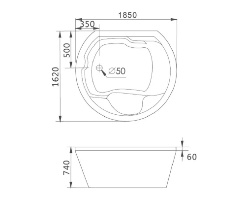 Ванна гидромассажная акриловая Gemy G9053 K, 185 х 162 см