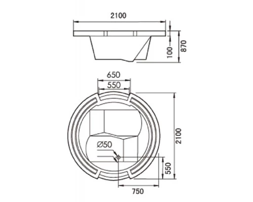 Ванна гидромассажная акриловая Gemy G9060 K, 210 х 210 х 87 см