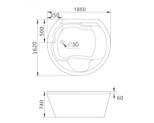Ванна гидромассажная акриловая Gemy G9053 B 185 х 162 x 74 см с гидромассажем, встраиваемая, белая