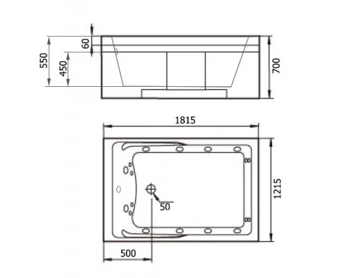 Ванна гидромассажная акриловая Gemy G9061 B L/R 181 х 121 x 70 см, встраиваемая, белая, левая/правая