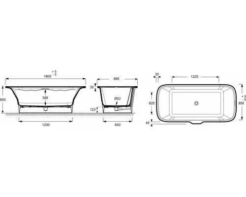 Ванна из литьевого мрамора Jacob Delafon Elite E6D034-00 180 x 85 см, материал Flight