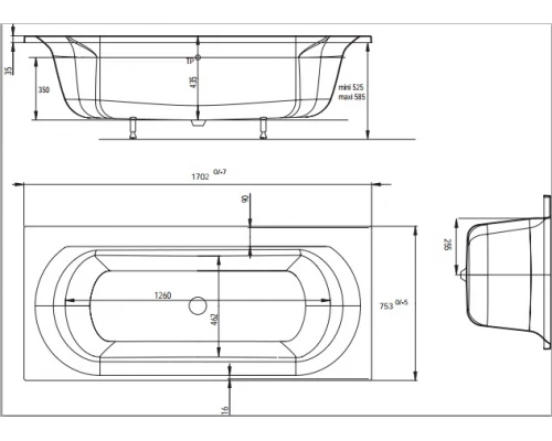 Акриловая ванна Jacob Delafon Elise E60279RU-01, 170 x 75 см