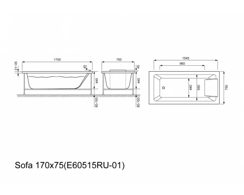 Акриловая ванна Jacob Delafon Sofa 170x75 E60515RU-01