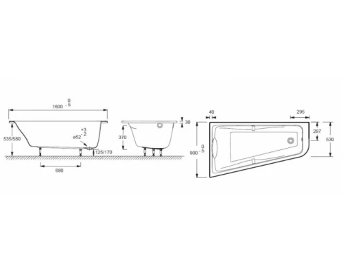 Ванна акриловая Jacob Delafon Odeon Up, 160 х 90 см, E6065RU-00/E6081RU-00