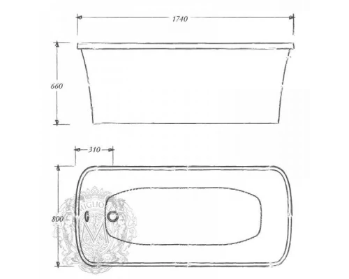 Ванна из литьевого мрамора Migliore OLIVIA Panello ML.OLV-40.101, с панелью, 174 х 80 х 66 см