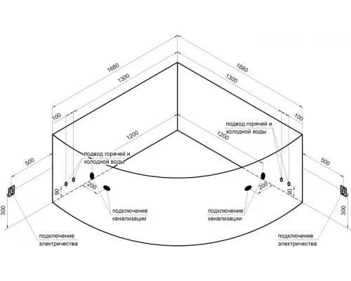Ванна акриловая Радомир Филадельфия 168 х 168 см, 1-01-0-0-1-042