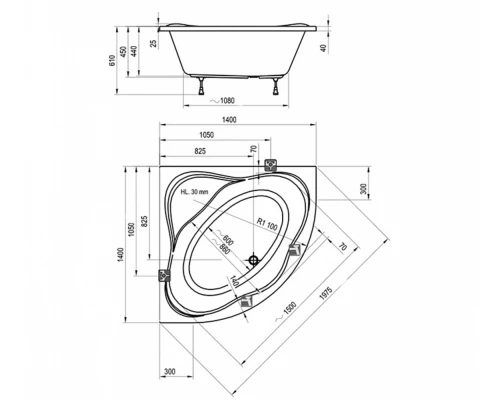 Акриловая ванна Ravak New Day 140 x 140 см, белая, C651000000