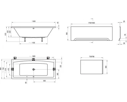 Акриловая ванна Ravak Formy 02, 180 x 80 см, белая, C891000000