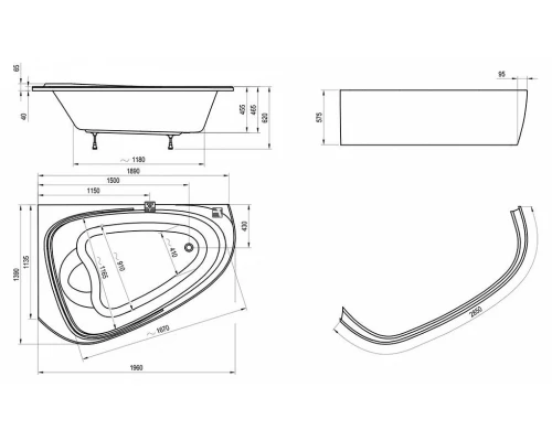 Акриловая ванна Ravak Love Story II, 196 х 113 см, левая, белая, C751000000