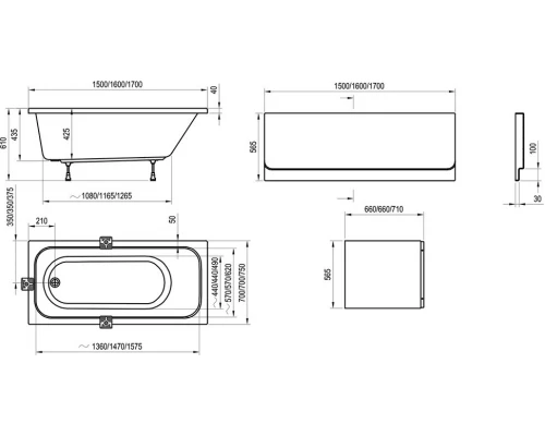 Акриловая ванна Ravak Chrome, 160 х 70 см, белая, C731000000