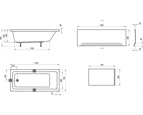 Акриловая ванна Ravak 10° 170 х 75 см, белая, CA71000000