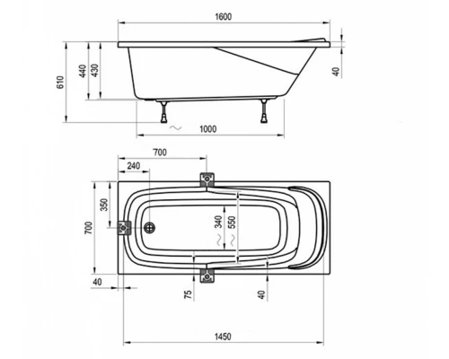 Акриловая ванна Ravak Vanda II 160 х 70 см, CP11000000