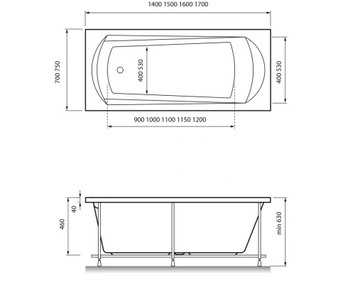Ванна акриловая Relisan Tamiza, 140 х 70 см