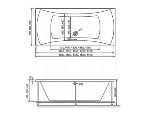 Ванна акриловая Relisan Xenia 150 х 75 см