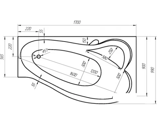 Ванна акриловая Relisan Isabella L/R 170 х 90 см (Гл000010529/Гл000010530)