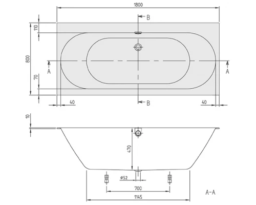 Ванна квариловая Villeroy&Boch Oberon 2.0 180x80 см UBQ180OBR2DV-01