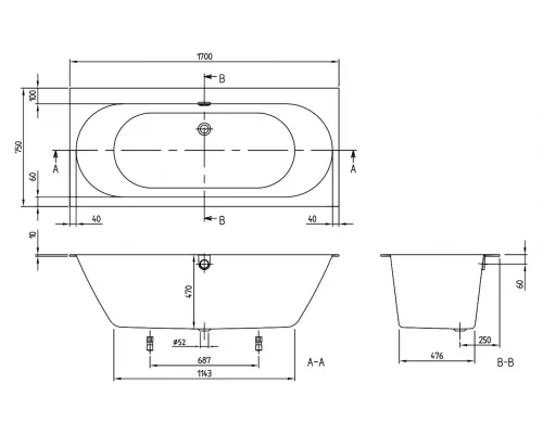 Ванна квариловая Villeroy&Boch Oberon 2.0 170x75 см UBQ170OBR2DV-01