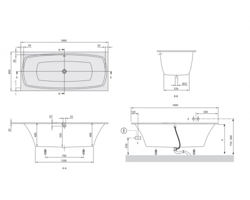 Квариловая ванна Villeroy&Boch My Art UBQ180MYA2V-01 180 x 80 x 50 см, белая