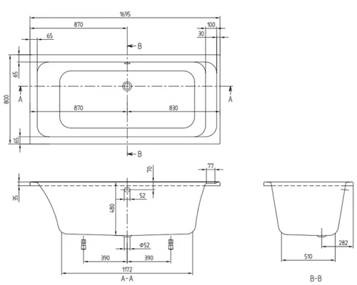 Ванна Villeroy&Boch Architectura 170x80 см UBA178ARA2V-01