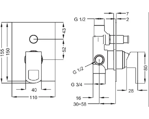 Смеситель Cezares Levico LEVICO-VDIM-01-Cr для ванны и душа