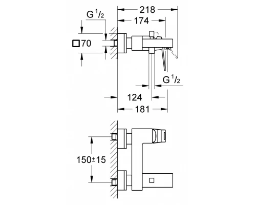 Смеситель для ванны Grohe Eurocube 23140000, хром