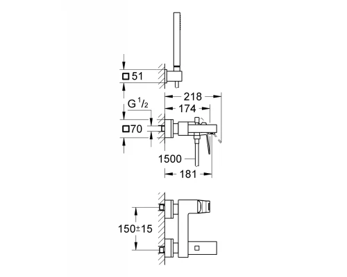 Смеситель Grohe Eurocube 23141000 для ванны/душа