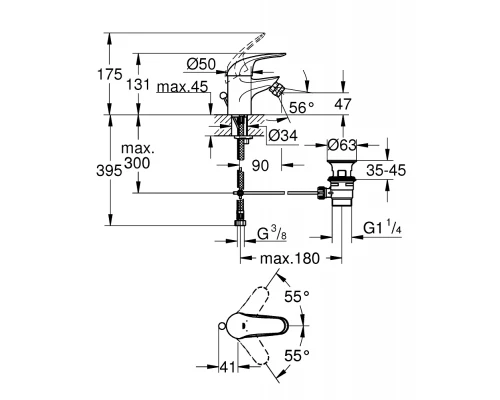 Смеситель Grohe Euroeco 23263000 для биде
