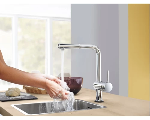 Смеситель Grohe MINTA 32168DC0 для кухни с выдвижным изливом, суперсталь