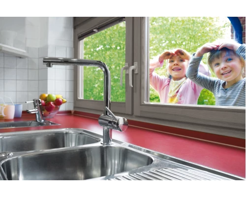 Смеситель Grohe MINTA 32168DC0 для кухни с выдвижным изливом, суперсталь