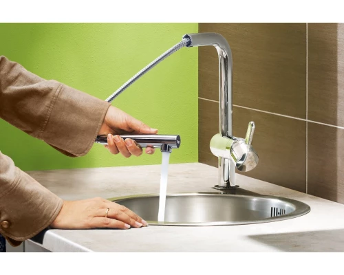 Смеситель Grohe MINTA 32168DC0 для кухни с выдвижным изливом, суперсталь
