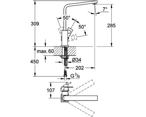 Смеситель для кухни Grohe Eurocube 31255000