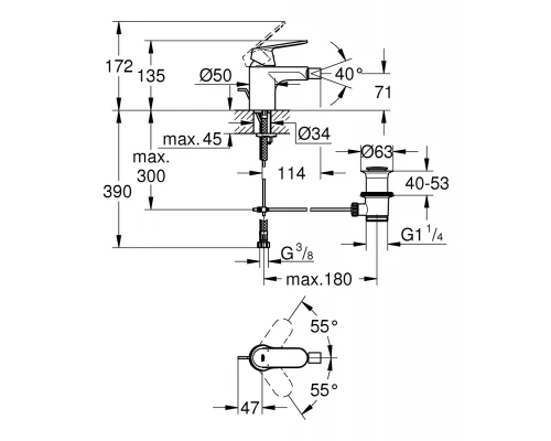 Смеситель Grohe Eurosmart Cosmopolitan 32839000 для биде