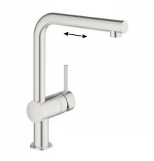 Смеситель Grohe MINTA 32168DC0 для кухни с выдвижным изливом, суперсталь