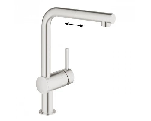 Смеситель Grohe MINTA 32168DC0 для кухни с выдвижным изливом, суперсталь