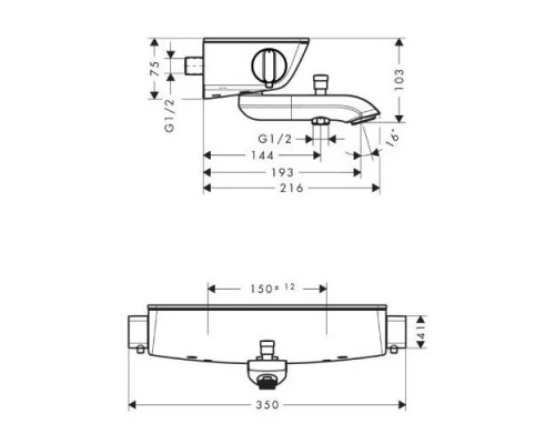 Смеситель Hansgrohe Ecostat Select 13141400 термостатический для ванны и душа, белый/хром