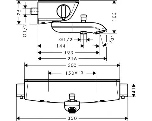 Смеситель Hansgrohe Ecostat Select 13141000 термостатический для ванны и душа, хром